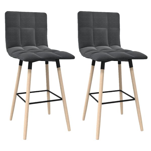 vidaXL barstole 2 stk. stof m&oslash;rkegr&aring;