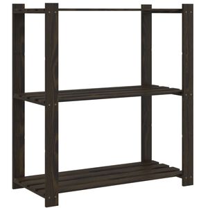 vidaXL opbevaringsreol 3 hylder 80x38x90 cm massivt fyrretr&aelig; sort