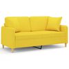 vidaXL 2-personers sofa med pyntepuder 140 cm stof lysegul