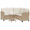 vidaXL havesofa med bord og hynder L-formet polyrattan beige