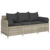 vidaXL 3-personers havesofa med hynder polyrattan lysegr&aring;