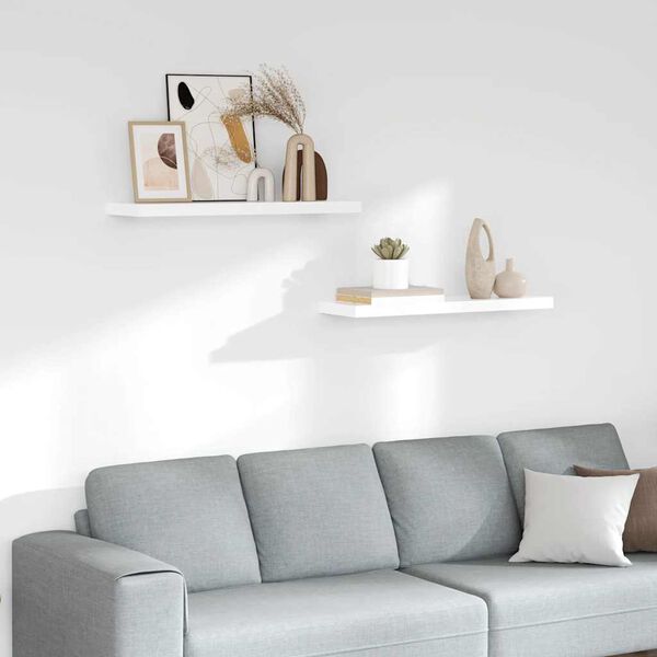 vidaXL v&aelig;ghylder 2 stk. 80x23,5x3,8 cm MDF hvid h&oslash;jglans