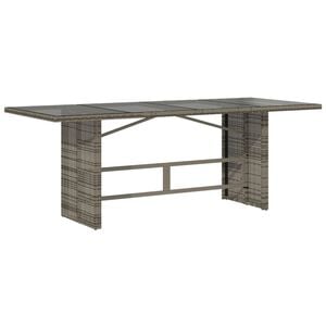 vidaXL havebord med glastop 190x80x74 cm polyrattan grå