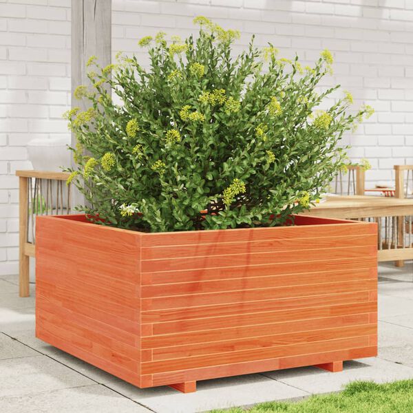vidaXL plantekasse 90x90x49,5 cm massivt fyrretr&aelig; gyldenbrun