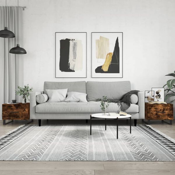 vidaXL sofaborde 2 stk. 50x50x40 cm konstrueret træ røget egetræsfarve