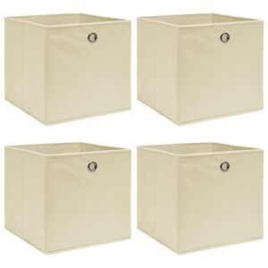 vidaXL opbevaringskasser 4 stk. 32x32x32 stof cremefarvet