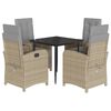 vidaXL spisebordss&aelig;t til haven 5 dele med hynder polyrattan beige