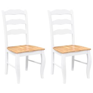 vidaXL spisebordsstole 2 stk. massivt gummitr&aelig; hvid