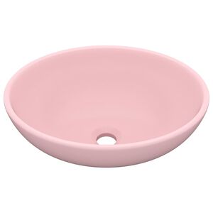 vidaXL luksuri&oslash;s h&aring;ndvask 40x33 cm keramisk oval mat pink