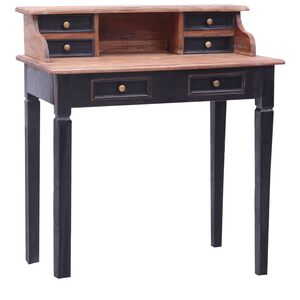 vidaXL skrivebord med skuffer 90x50x101 cm massivt mahognitr&aelig;