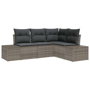 vidaXL Havesofa S&aelig;t med opbevaring 4 pcs Gr&aring; polyrattan