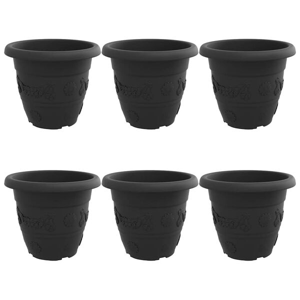 vidaXL Rund Blomsterpotte 6 pcs Sort &Oslash; 26 x 21.5 cm Plastik