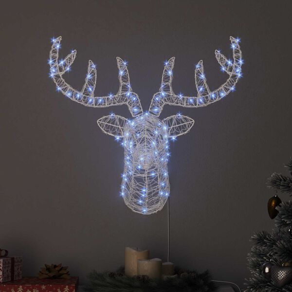 vidaXL Rensdyr hoved Kold hvid 68 x 36.5 x 62.5 cm Akryl