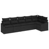 vidaXL Sofa Sæt med pude 6 pcs Sort polyrattan