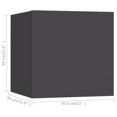 vidaXL væghængte tv-skabe 2 stk. 30,5x30x30 cm grå
