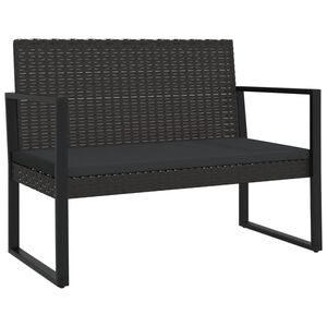 vidaXL haveb&aelig;nk med hynder 106 cm polyrattan sort