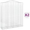 vidaXL buede gabionkurve 2 stk. 200x50x220/240 cm galvaniseret jern