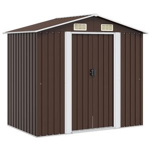 vidaXL opbevaringsskur til haven 204x132x186 cm st&aring;l brun
