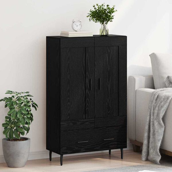 vidaXL Highboard med skuffe Sort eg 69,5 x 31 x 115 cm Konstrueret tr&aelig;