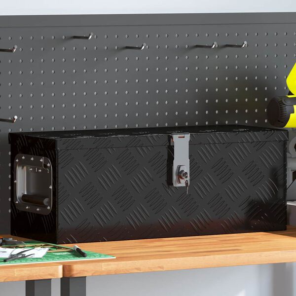 vidaXL opbevaringskasse 60x23,5x23 cm aluminium sort
