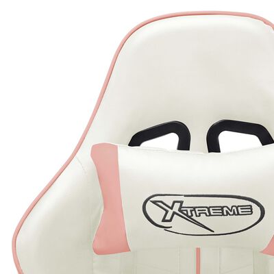 vidaXL gamingstol kunstlæder hvid og pink