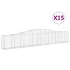vidaXL buede gabionkurve 15 stk. 400x30x60/80 cm galvaniseret jern