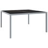 vidaXL havebord 130x130x72 cm st&aring;l og glas gr&aring;