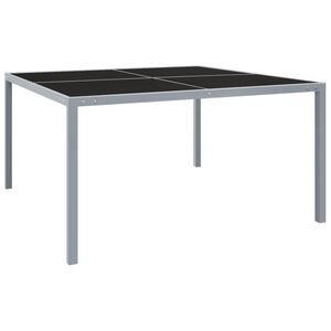 vidaXL havebord 130x130x72 cm st&aring;l og glas gr&aring;