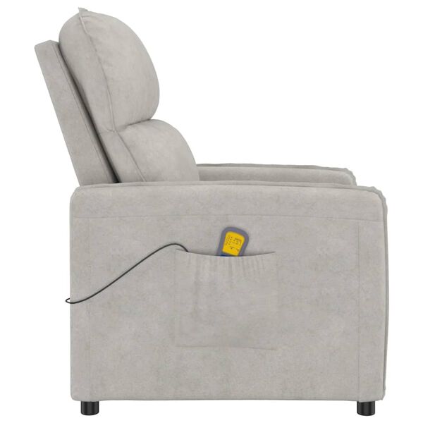 vidaXL massagestol mikrofiberstof lysegr&aring;