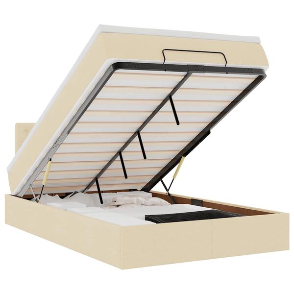 vidaXL osmannisk sengeramme med madras 120x190 cm stof cremefarvet