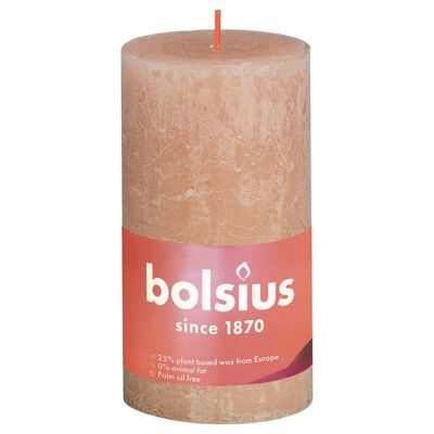 Bolsius rustikt søjlestearinlys Shine 4 stk. 130x68 mm støvet lyserød