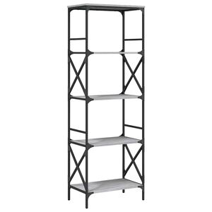 vidaXL bogreol 59x35x171 cm 5 hylder konstrueret tr&aelig; gr&aring; sonoma-eg