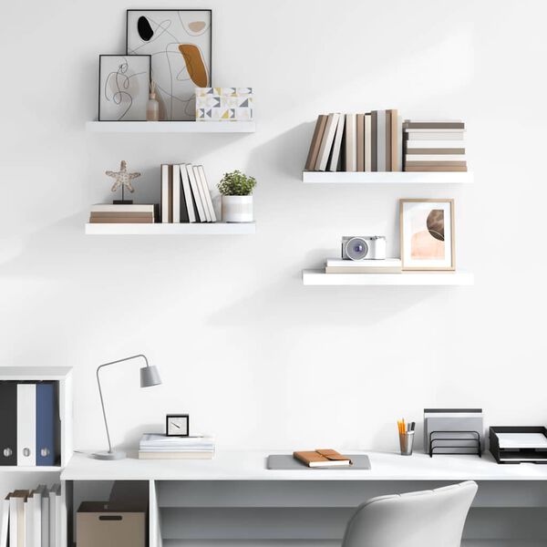 vidaXL v&aelig;ghylder 4 stk. 60x23,5x3,8 cm MDF hvid h&oslash;jglans