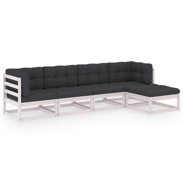 vidaXL lounges&aelig;t til haven 5 dele med hynder massivt fyrretr&aelig;