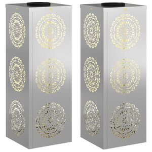 vidaXL Solar LED sti lys 2 pcs Galvaniseret Galvaniseret