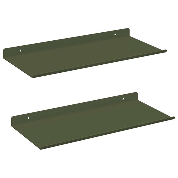 vidaXL Sv&aelig;vende hylde 2 pcs Oliven gr&oslash;n 40 x 18 x 2,5 cm St&aring;l