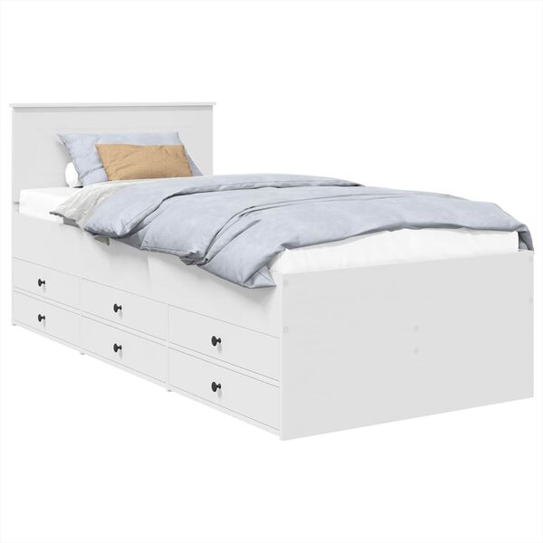 vidaXL Daybed med skuffe Hvid og sort 90 x 200 cm Konstrueret tr&aelig;