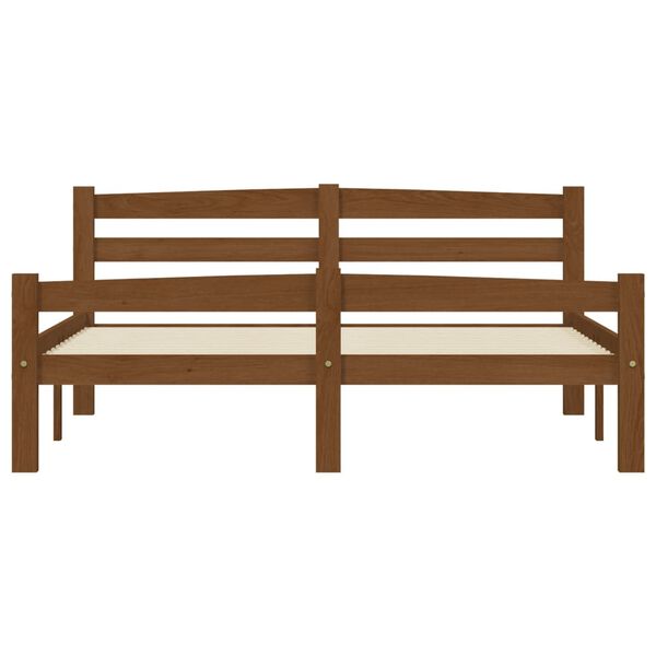 vidaXL sengeramme uden madras massivt fyrretr&aelig; 140x200 cm honningbrun