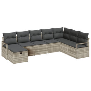 vidaXL Sofa S&aelig;t med pude med opbevaring Lysegr&aring; polyrattan