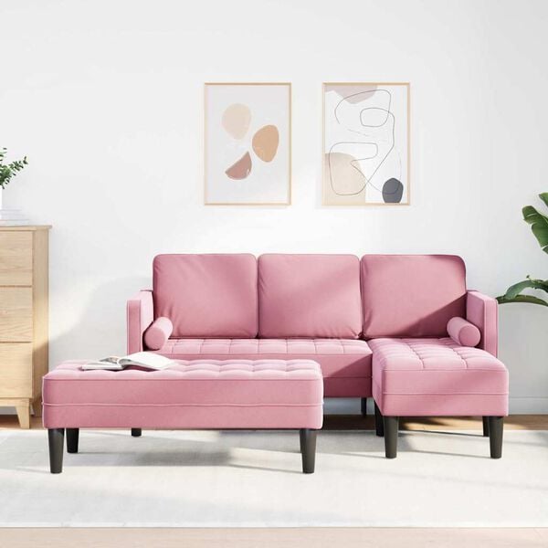 vidaXL Sofa S&aelig;t med pude 2 pcs Lyser&oslash;d Polyester