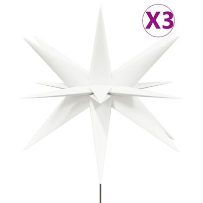 vidaXL juledekoration m. LED-lys og jordspyd 3 stk. 35 cm foldbar hvid