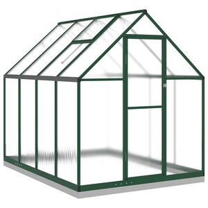 vidaXL drivhus med fundamentramme 224x169x202 cm aluminium gr&oslash;n
