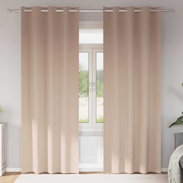 vidaXL M&oslash;rkl&aelig;gningsgardiner med ringe 2 pcs Gr&aring;brun 245 x 140 cm