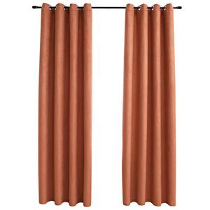 vidaXL m&oslash;rkl&aelig;gningsgardiner 2 stk. metalringe 140 x 175 cm rustfarvet