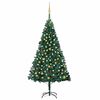 vidaXL kunstigt juletr&aelig; med lys og kugles&aelig;t 210 cm PVC gr&oslash;n