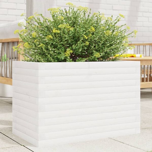 vidaXL plantekasse 70x40x46 cm massivt fyrretr&aelig; hvid