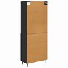 vidaXL Highboard Sort eg 69,5 x 34 x 180 cm Ingeni&oslash;rtr&aelig; og glas