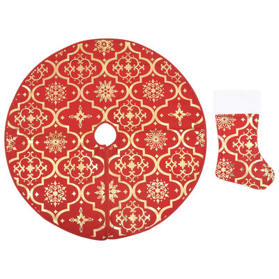 vidaXL luksuriøs skjuler til juletræsfod med julesok 150 cm stof rød