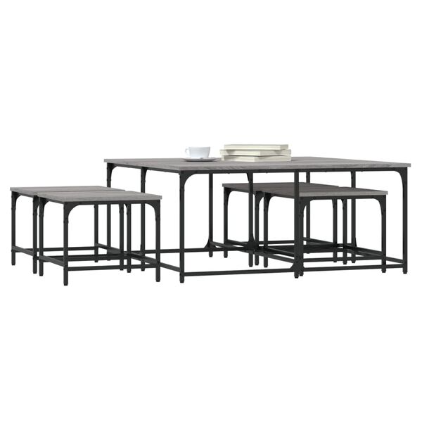 vidaXL indskudsborde 5 stk. konstrueret tr&aelig; gr&aring; sonoma-eg