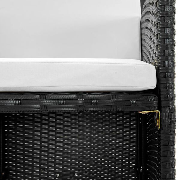 vidaXL udendørs spisebordssæt 9 dele med hynder polyrattan sort